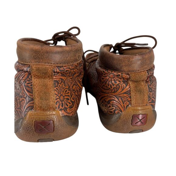 Twisted X Tooled Leather Lace Up Casual Driving Moc Shoe Ankle Boot Womens 11 - Picture 6 of 9
